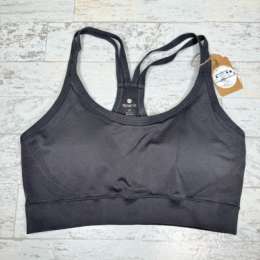 Apana Gray Racerback Padded Sports Bra Size Small